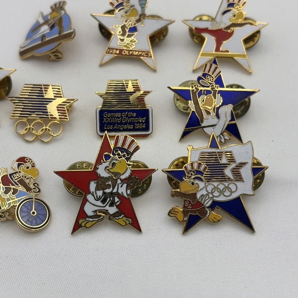 Lot Of 10 1984 Los Angeles‎ Olympics Sam The Eagle Mascot Logo Lapel Hat Pins S1